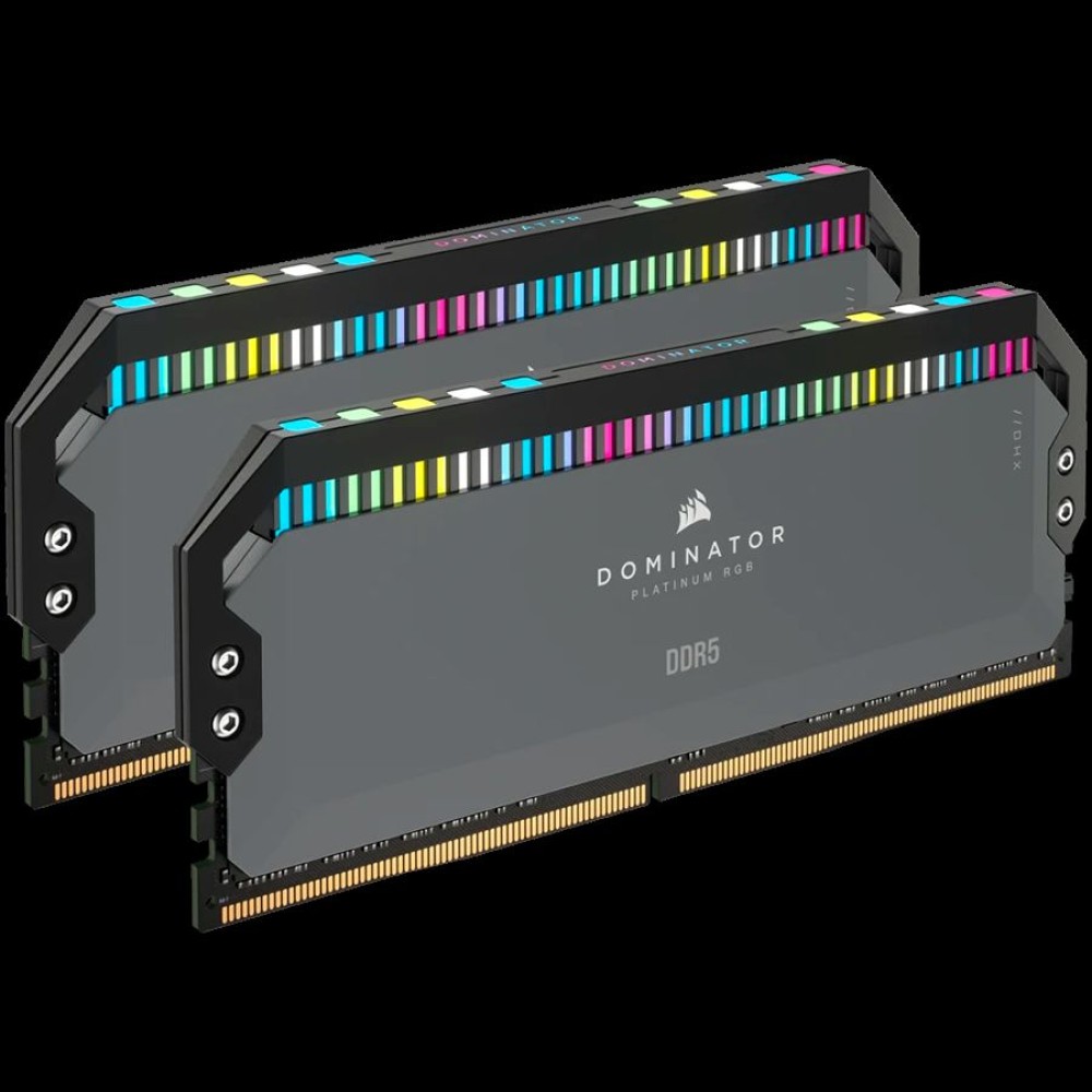 Corsair DDR5, 6000MT/s 32GB 2x16GB DIMM, Unbuffered, 30-36-36-76, Std PMIC, AMD EXPO, DOMINATOR PLATINUM RGB DDR5 Cool Grey Heatspreader, RGB LED, 1.4V