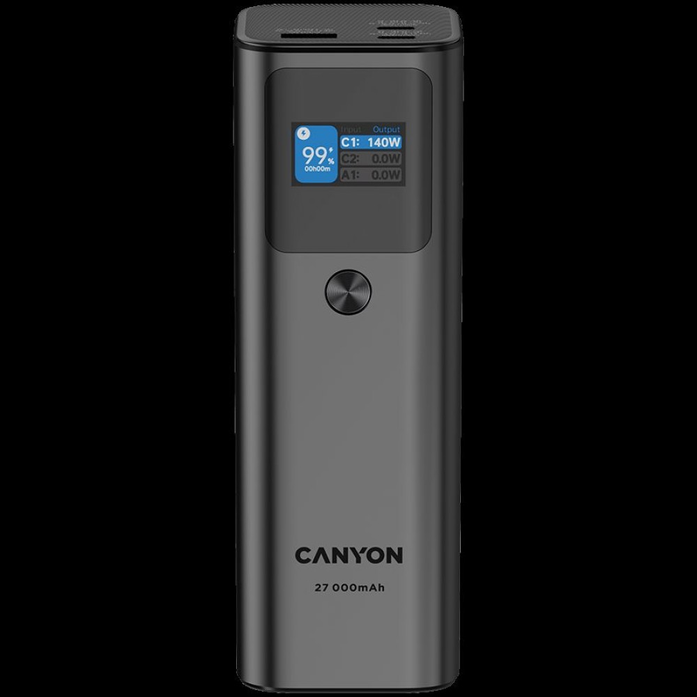 CANYON power bank PB-2010 TFT 27000 mAh 97.2Wh PD140W QC 3.0 Dark Grey