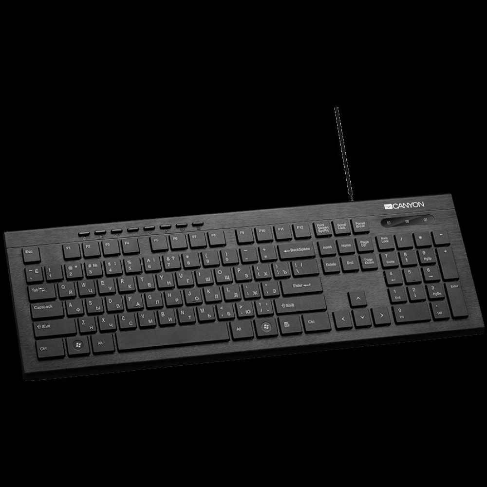 CANYON keyboard HKB-2 EN/RU LED Slim Wired Black