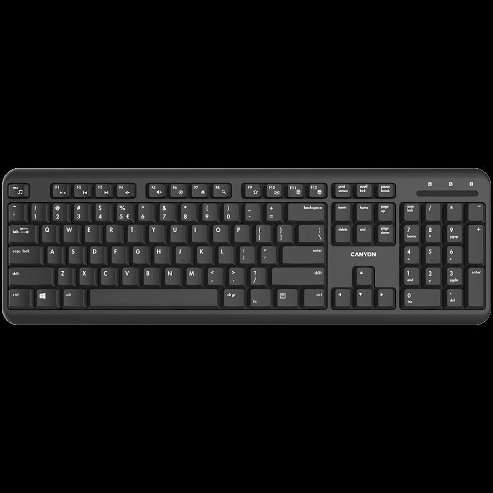 CANYON keyboard HKB-W20 EN/RU Velvet Wireless Black