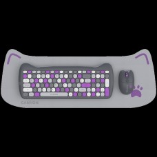 CANYON HSET-W6 EN Keyboard+Mouse Kitty Edition AAA+АА Wireless Violet