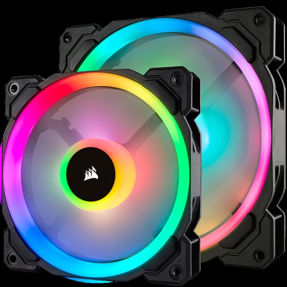 Corsair LL Series, LL140 RGB, 140mm Dual Light Loop RGB LED PWM Fan, 2 Fan Pack with Lighting Node PRO, EAN:0843591032452