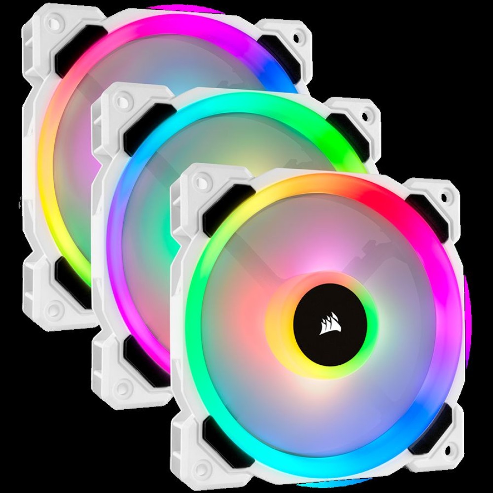 Corsair LL Series, LL120 RGB White, 120mm Dual Light Loop RGB LED PWM Fan, 3 Fan Pack with Lighting Node PRO, EAN:0840006605584