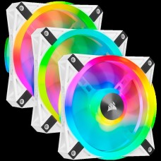 Corsair QL Series, WHITE QL120 RGB, 120mm RGB LED Fan, Triple Pack with Lighting Node CORE, EAN:0840006619505