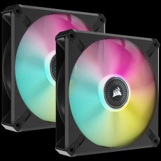 CORSAIR ML ELITE Series, ML140 RGB ELITE, 140mm Magnetic Levitation RGB Fan with AirGuide, Dual Pack with Lighting Node CORE