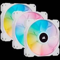 Corsair SP Series, White SP120 RGB ELITE, 120mm RGB LED Fan with AirGuide, Triple Pack with Lighting Node CORE, EAN:0840006637776