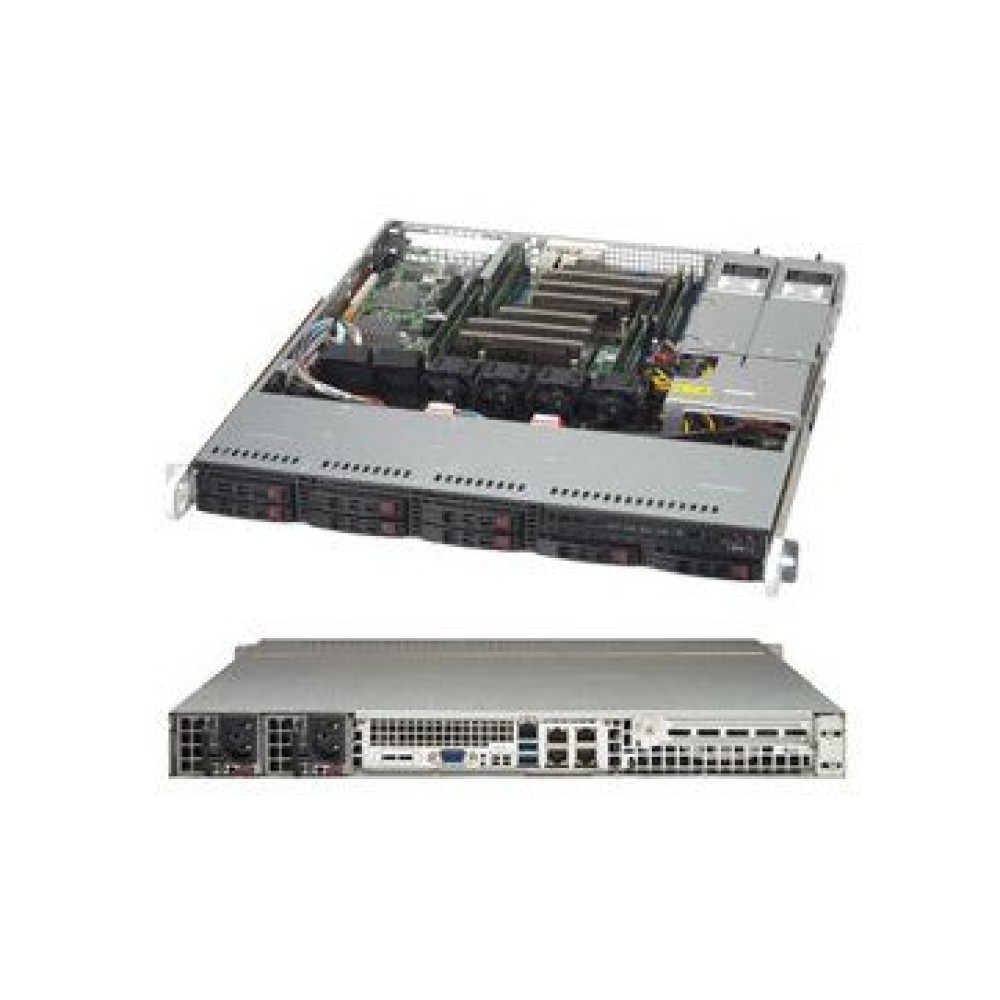 CSE-113MFAC2-R606CB Chassis 8 port SAS3 12Gb/s or 6 port SAS3 12Gb/s and 2 port NVMe(determined by system and cable configuration),8hot-swap 2.5” drives bays,1U Rackmountchassis