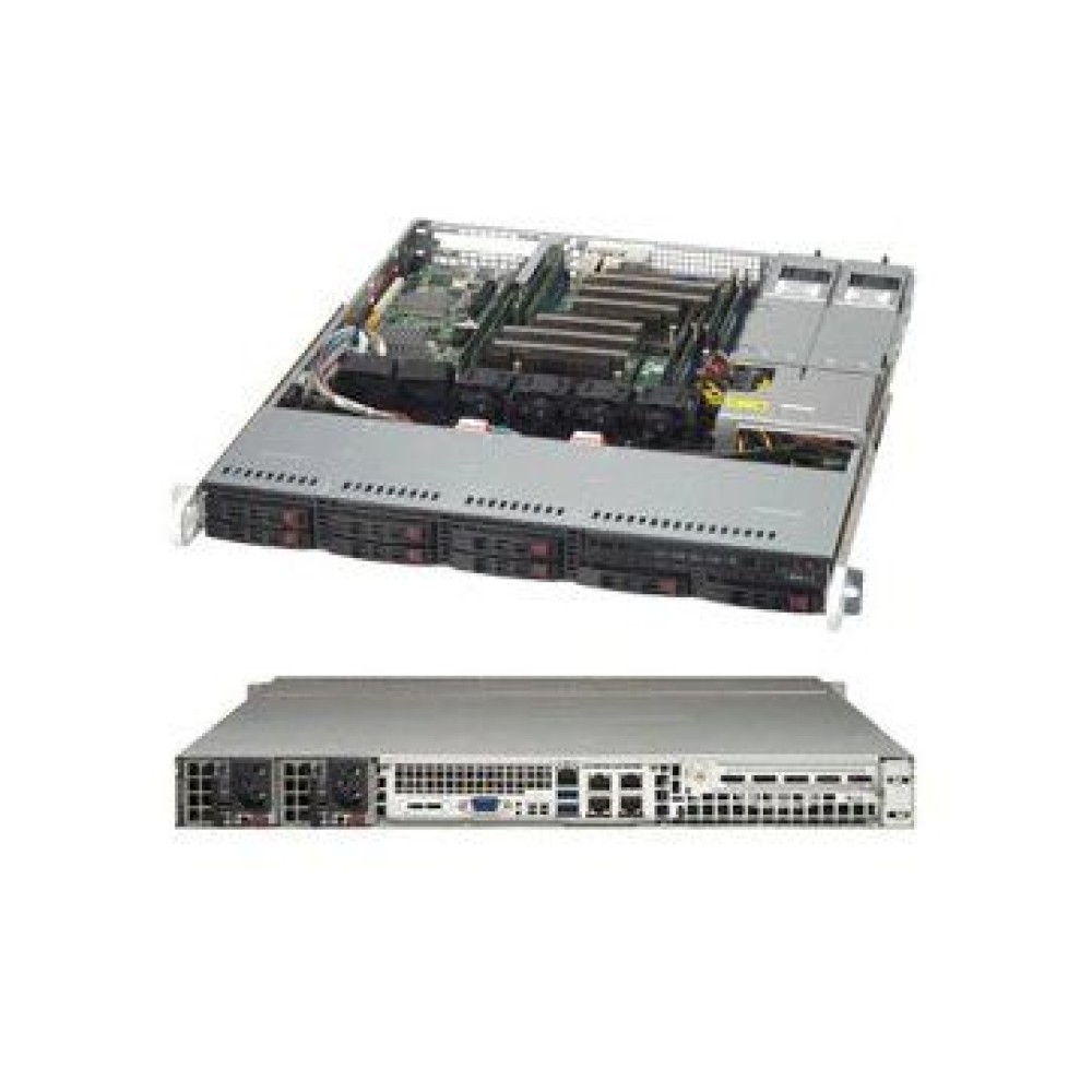 Supermicro Server Chassis CSE-113MFAC2-R804CB, 1U, MB ATX 12x10, 8x2.5 Hot-swap SAS3/SAS2/SATA Hybrid backplane, 2xNVMe support, 1xSlim DVD Optional, 1xFF slots, 1+1 800W RPS, 4xFan, Rails, Black