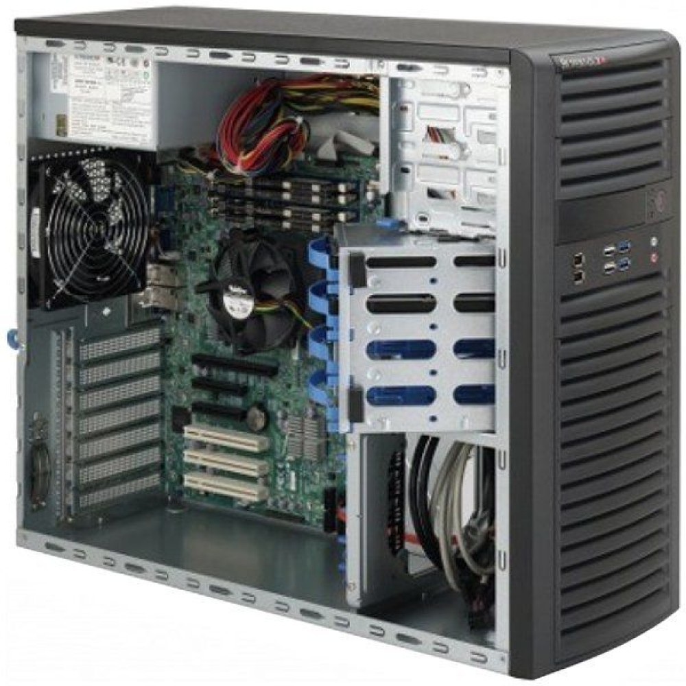 Supermicro CSE-732I-500B, Mid-Tower, Fixed HD SATA/SAS/IDE, 500W - Black