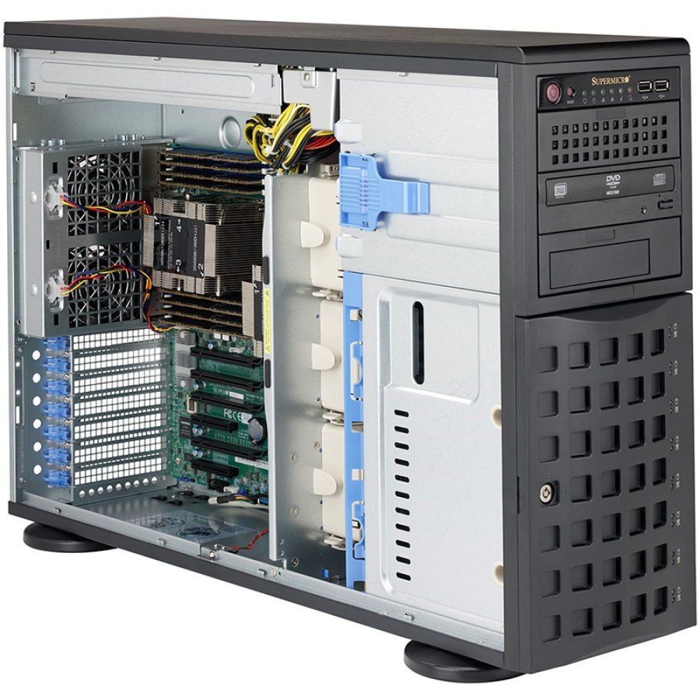 Supermicro server chassis CSE-745BAC-R1K23B 4U tower chassis, Dual, single Intel/ AMD CPU, 7 full-height & full-length expansion slot(s), 8 x 3.5