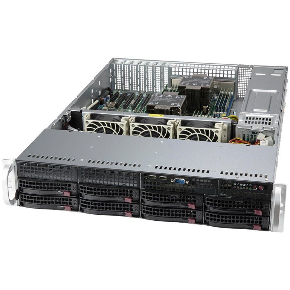 Supermicro server chassis CSE-825BTQC-R1K23LPB 2U, Dual and Single Intel and AMD CPUs, 8 x 3.5