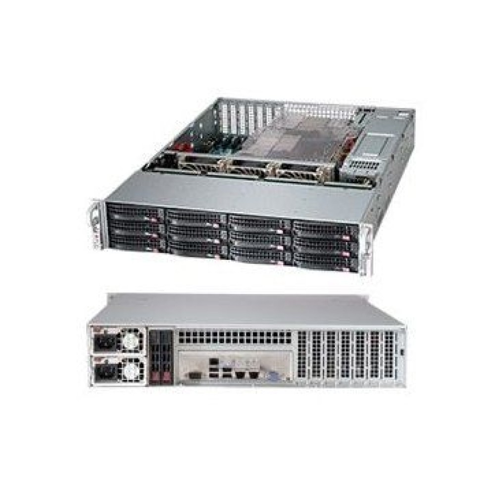 Supermicro Server Chassis CSE-826BE1C-R920LPB, 2U, MB E-ATX 13.68x13, ATX 12x13, 12x10, 12x3.5 hot swap SAS3/SATA, SAS3 12Gbps single-expander backplane, optional 2x2.5 hot-swap drive bay (MB 12''x13'' max), 1+1 920W RPS 7xLP/FL slots, 3xFan, Rails