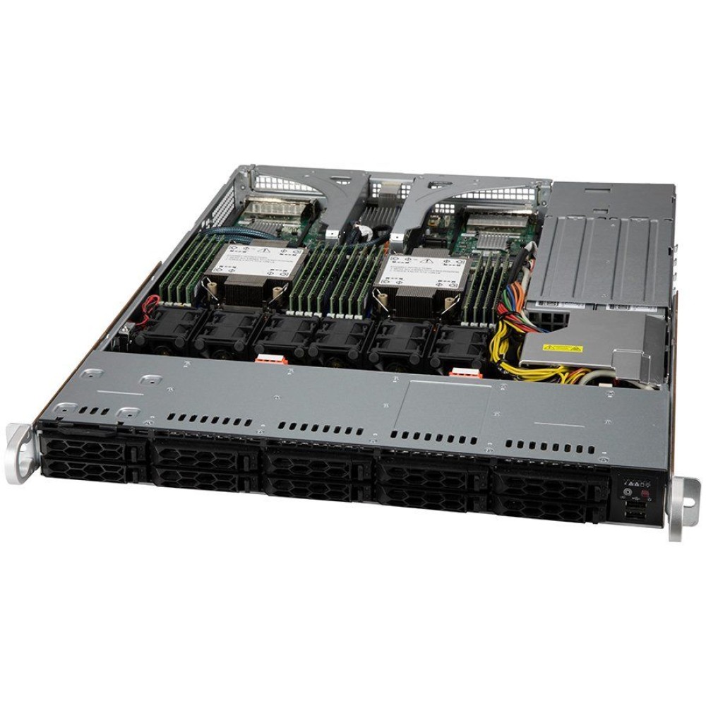 Supermicro server chassis CSE-LB16AC10-R860AW 1U for Cloud-DC mbd with AIOM support, support MB size up to 12.3