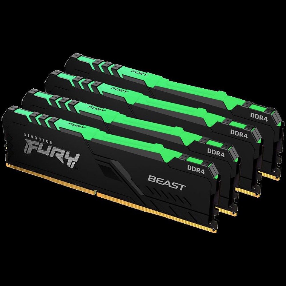 Kingston DRAM 64GB 2666MT/s DDR4 CL16 DIMM (Kit of 4) 1Gx8 FURY Beast RGB