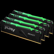 Kingston 64GB 2666MT/s DDR4 CL16 DIMM (Kit of 4) 1Gx8 FURY Beast RGB, EAN: 740617319613