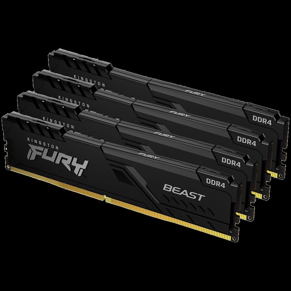 Kingston 64GB 2666MT/s DDR4 CL16 DIMM (Kit of 4) 1Gx8 FURY Beast Black, EAN: 740617320138