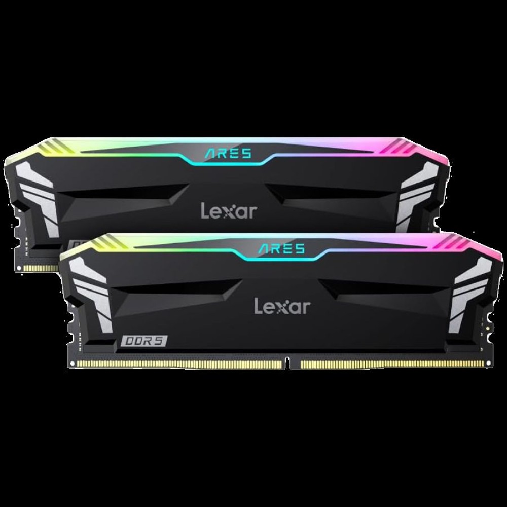 Lexar 32GB Kit (2x16GB) Ares DDR5 6000 CL30 1.35V Memory with heatsink and RGB lighting,Dual pack, Black Color, EAN: 843367132096