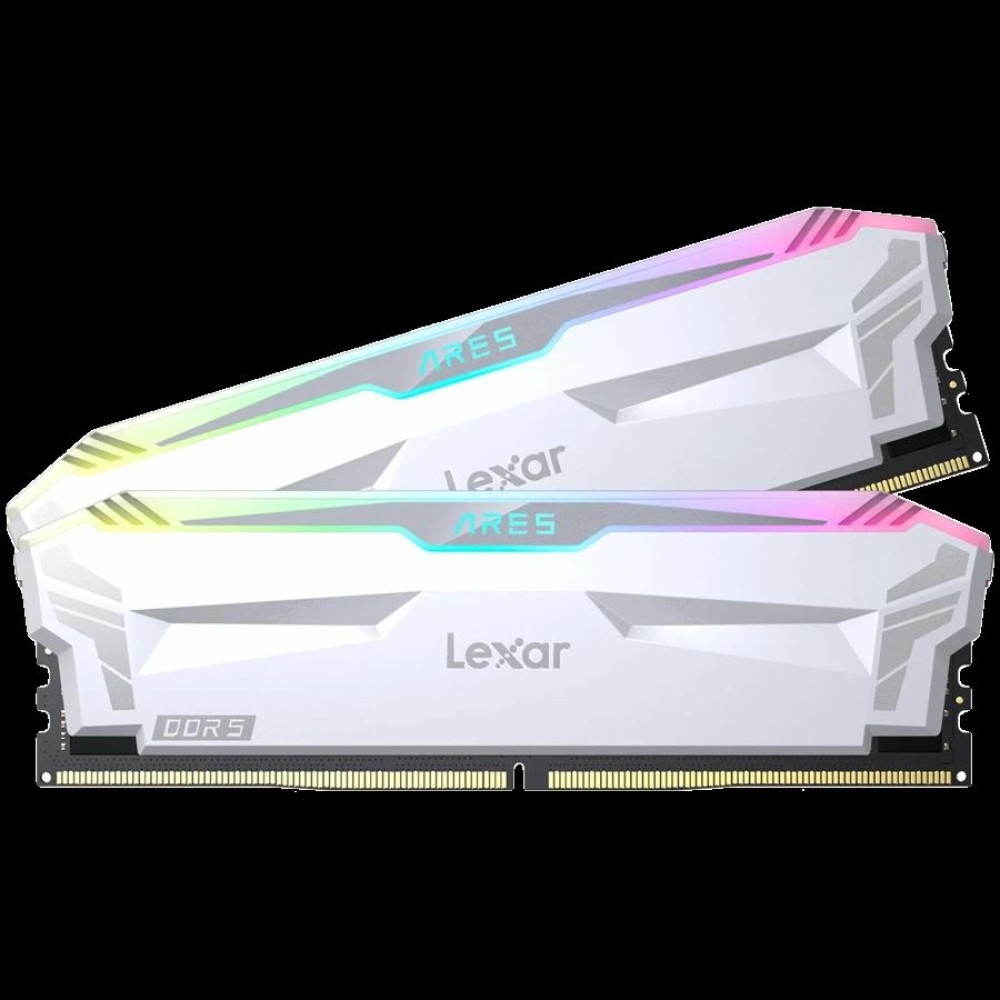 Lexar® Ares DDR5 (2X16GB) 6400 CL32 1.4V Memory with heatsink and RGB lighting,Dual pack, White Color, EAN: 843367131570