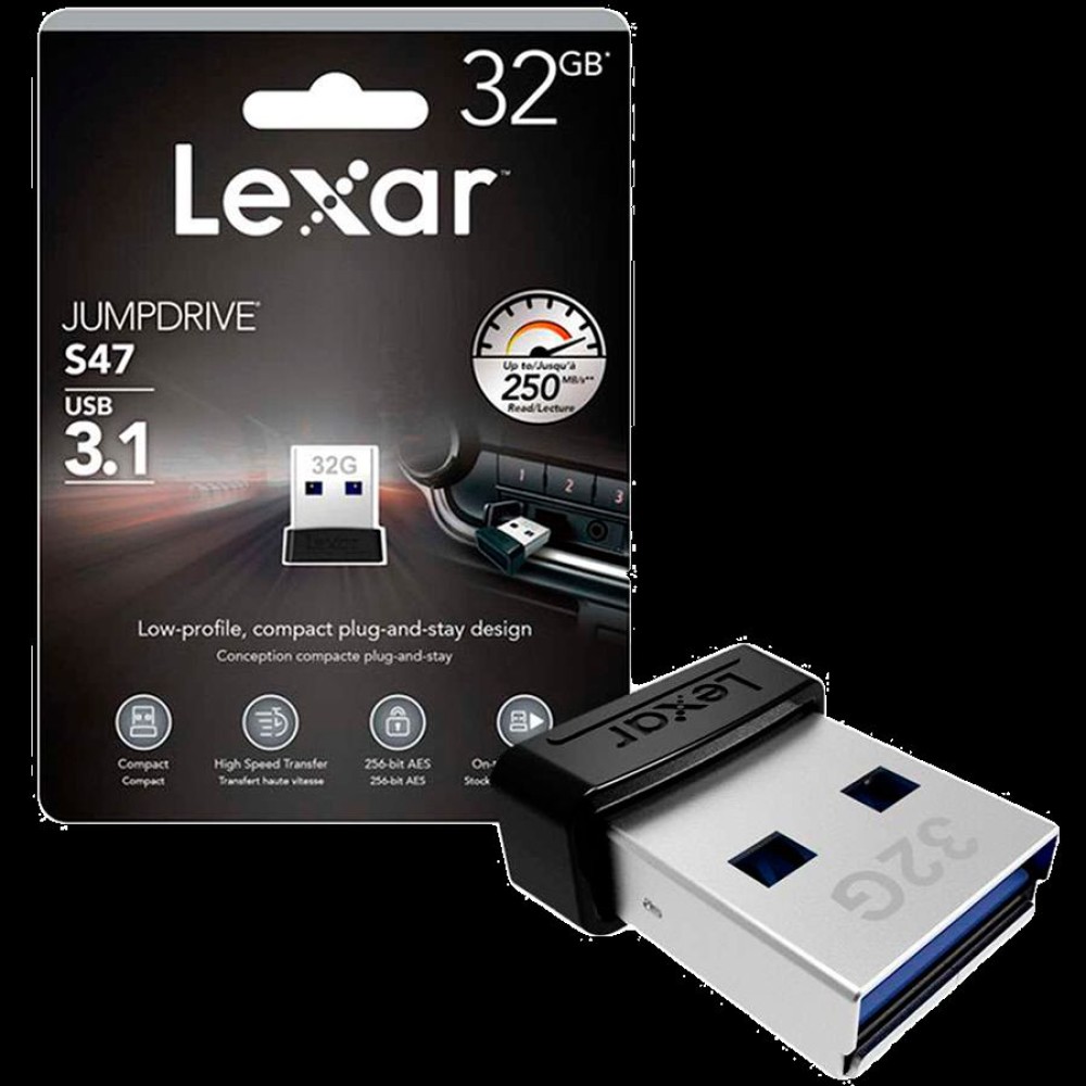 LEXAR JumpDrive USB 3.1 S47 32GB Black Plastic Housing, up to 250MB/s EAN: 843367116362