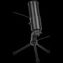 LORGAR Voicer 521, Gaming Microphone, Black, USB condenser mic with Volume Knob, 3.5MM headphonejack, mute button and led indicator, package including 1x F5 Microphone, 1 x 2M type-C USB Cable, 1 xTripod Stand