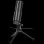 LORGAR Voicer 521, Gaming Microphone, Black, USB condenser mic with Volume Knob, 3.5MM headphonejack, mute button and led indicator, package including 1x F5 Microphone, 1 x 2M type-C USB Cable, 1 xTripod Stand