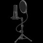 LORGAR Voicer 721, Gaming Microphone, Black, USB condenser microphone with tripod stand and pop filter, including 1 microphone, 1 metal tripod, 1 plastic shock mount, 1 windscreen cap, 2m USB Type C cable, 1 pop filter, 1 tripod mount ring, 154.6x56.1mm