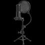 LORGAR Voicer 721, Gaming Microphone, Black, USB condenser microphone with tripod stand and pop filter, including 1 microphone, 1 metal tripod, 1 plastic shock mount, 1 windscreen cap, 2m USB Type C cable, 1 pop filter, 1 tripod mount ring, 154.6x56.1mm