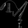 LORGAR Voicer 931, Gaming Microphone, Black, USB condenser microphone with desktop boom arm, pop filter, tripod stand, including 1* microphone, 1*desktop boom arm with C-clamp, 1*shock mount, 1*shock mount ring, 1*pivot mount,1*pop filter, 1*windscreen ca