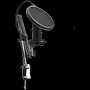 LORGAR Voicer 931, Gaming Microphone, Black, USB condenser microphone with desktop boom arm, pop filter, tripod stand, including 1* microphone, 1*desktop boom arm with C-clamp, 1*shock mount, 1*shock mount ring, 1*pivot mount,1*pop filter, 1*windscreen ca