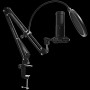 LORGAR Voicer 931, Gaming Microphone, Black, USB condenser microphone with desktop boom arm, pop filter, tripod stand, including 1* microphone, 1*desktop boom arm with C-clamp, 1*shock mount, 1*shock mount ring, 1*pivot mount,1*pop filter, 1*windscreen ca