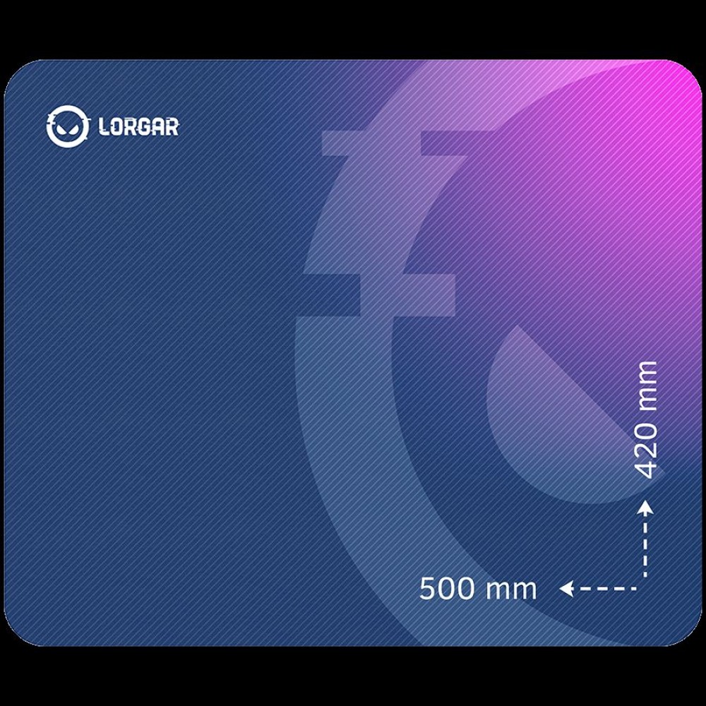 Lorgar Main 135, Gaming mouse pad, High-speed surface, Purple anti-slip rubber base, size: 500mm x 420mm x 3mm, weight 0.41kg