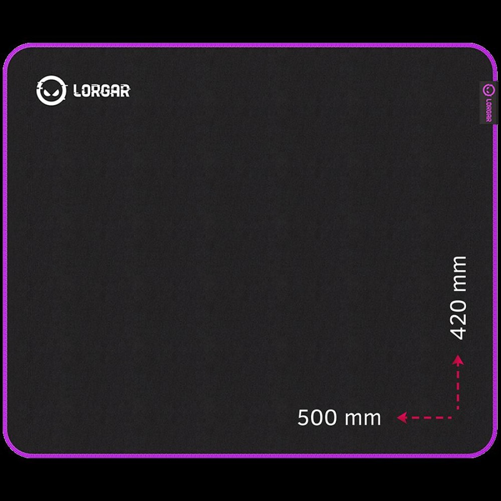 Lorgar Main 315, Gaming mouse pad, High-speed surface, Purple anti-slip rubber base, size: 500mm x 420mm x 3mm, weight 0.39kg