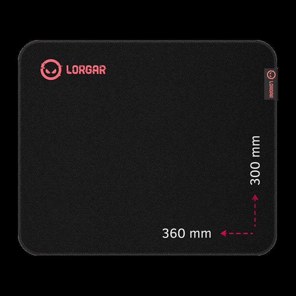 Lorgar Main 323, Gaming mouse pad, Precise control surface, Red anti-slip rubber base, size: 360mm x 300mm x 3mm, weight 0.21kg