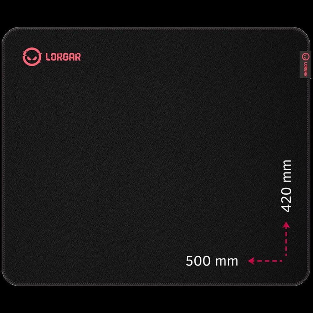 Lorgar Main 325, Gaming mouse pad, Precise control surface, Red anti-slip rubber base, size: 500mm x 420mm x 3mm, weight 0.4kg