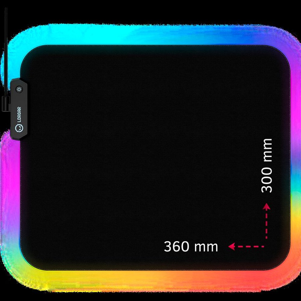 Lorgar Steller 913, Gaming mouse pad, High-speed surface, anti-slip rubber base, RGB backlight, USB connection, Lorgar WP Gameware support, size: 360mm x 300mm x 3mm, weight 0.250kg