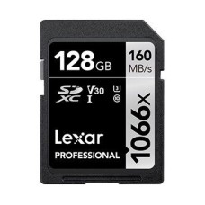 128GB Lexar Professional 1066x SDXC UHS-II cards, up to 160MB/s read 120MB/s write C10 V30 U3