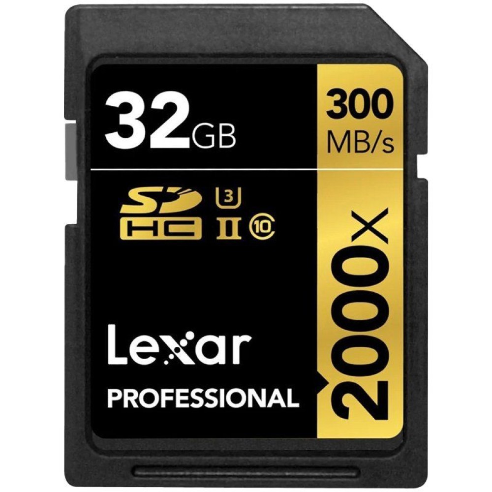 LEXAR 32GB Lexar Professional 2000x SDHC UHS-II cards, up to 300MB/s read 260MB/s write C10 V90 U3 EAN: 843367120840