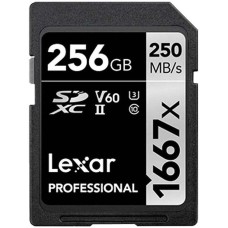 Lexar® 256GB Professional 1667x SDXC™ UHS-II cards, up to 250MB/s read 120MB/s write C10 V60 U3, EAN: 843367114962