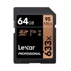 LEXAR 64GB Professional 633x SDXC UHS-I cards, up to 95MB/s read 45MB/s write C10 V30 U3, Global EAN: 843367119608