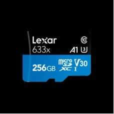 Lexar® 256GB High-Performance 633x microSDXC™ UHS-I with SD adapter, up to 100MB/s read 45MB/s write C10 A1 V30 U3, EAN: 843367119721