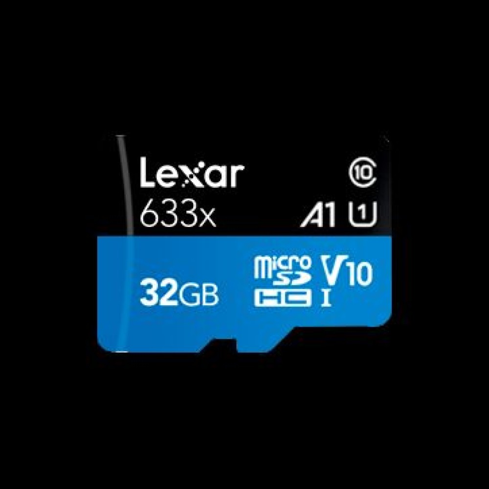 LEXAR 32GB High-Performance 633x microSDHC UHS-I, up to 100MB/s read 20MB/s write C10 A1 V10 U1, Global EAN: 843367119660