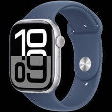 Apple Watch Series 10 GPS 42mm Silver Aluminium Case with Denim Sport Band - S/M,Model A2997