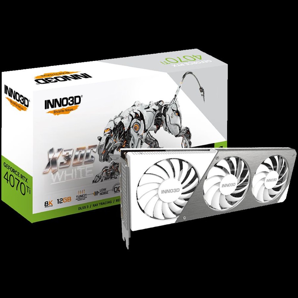 Inno3D Video Card GeForce RTX 4070 Ti X3 OC WHITE 12GB GDDR6X 192-bit 2640 21Gbps 3xDP+HDMI Dual Slot