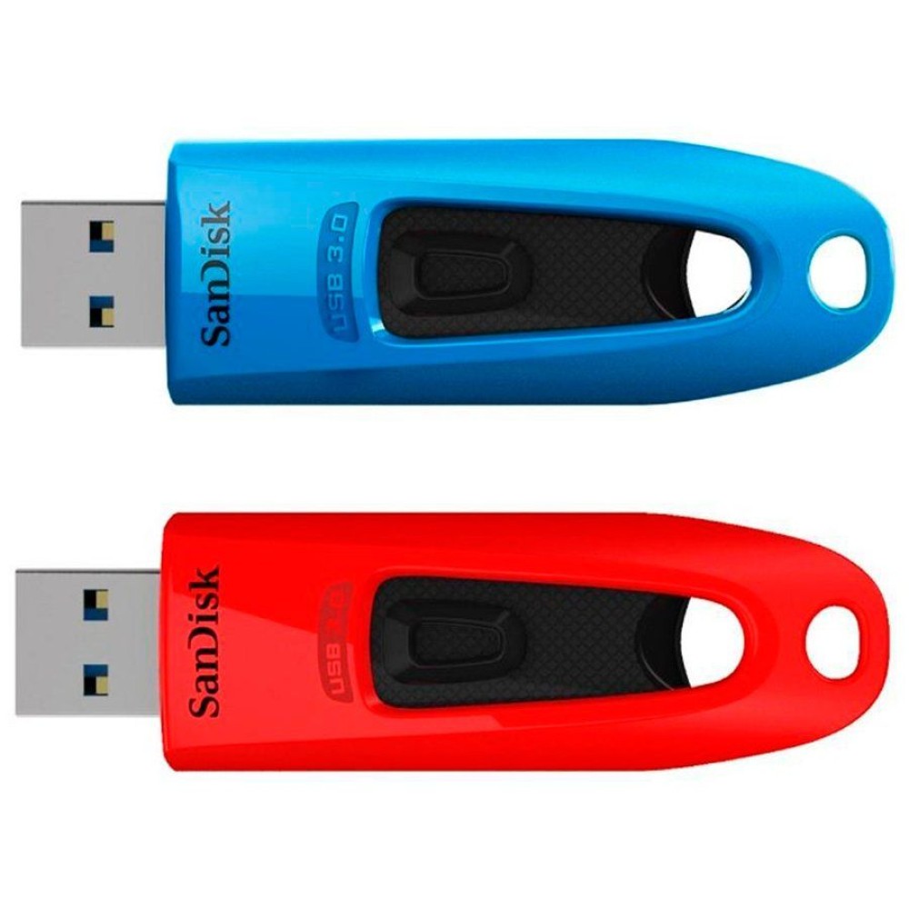 SanDisk Ultra 32GB, USB 3.0 Flash Drive, 130MB/s read - Twin Pack (Blue and Red), EAN: 619659169855