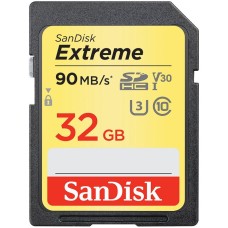 SanDisk Extreme SDHC Card 32GB 90MB/s V30 UHS-I U3 2-pack; EAN: 619659147020