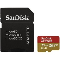 SanDisk Extreme microSDHC 32GB for Action Cams and Drones + SD Adapter - 100MB/s A1 C10 V30 UHS-I U3, EAN: 619659155100