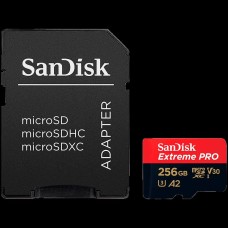 SanDisk Extreme PRO microSDXC 256GB + SD Adapter + 2 years RescuePRO Deluxe up to 200MB/s & 140MB/s Read/Write speeds A2 C10 V30 UHS-I U3, EAN: 619659188542