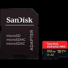 SanDisk Extreme PRO microSDXC 512GB + SD Adapter + 2 years RescuePRO Deluxe up to 200MB/s & 140MB/s Read/Write speeds A2 C10 V30 UHS-I U3, EAN: 619659188566