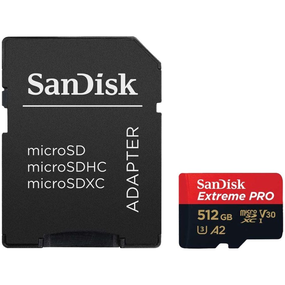 SanDisk Extreme PRO microSDXC 512GB + SD Adapter + RescuePRO Deluxe 170MB/s A2 C10 V30 UHS-I U3