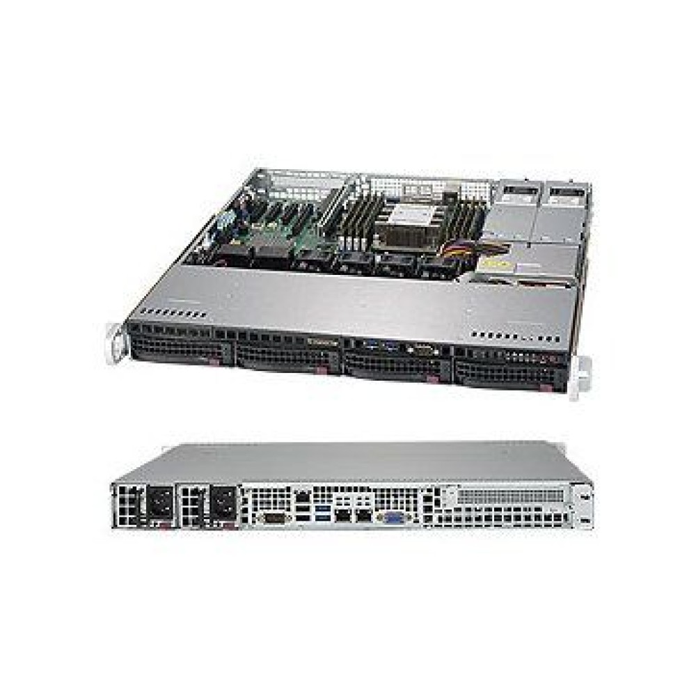 Supermicro SuperServer  SYS-5019P-MTR 1U, LGA 3647, TDP 70-205W, Intel C622, 8xDDR4, 4x3.5'' Hot-swap, SATA3 (6Gbps); RAID 0, 1, 5, 10, 1xPCI-E 3.0 x16, 2xRJ45 10GBase-T, 1xRJ45 IPMI, 5xUSB 3.0, 6xUSB 2.0, 1xVGA, 1 COM, 2x400W